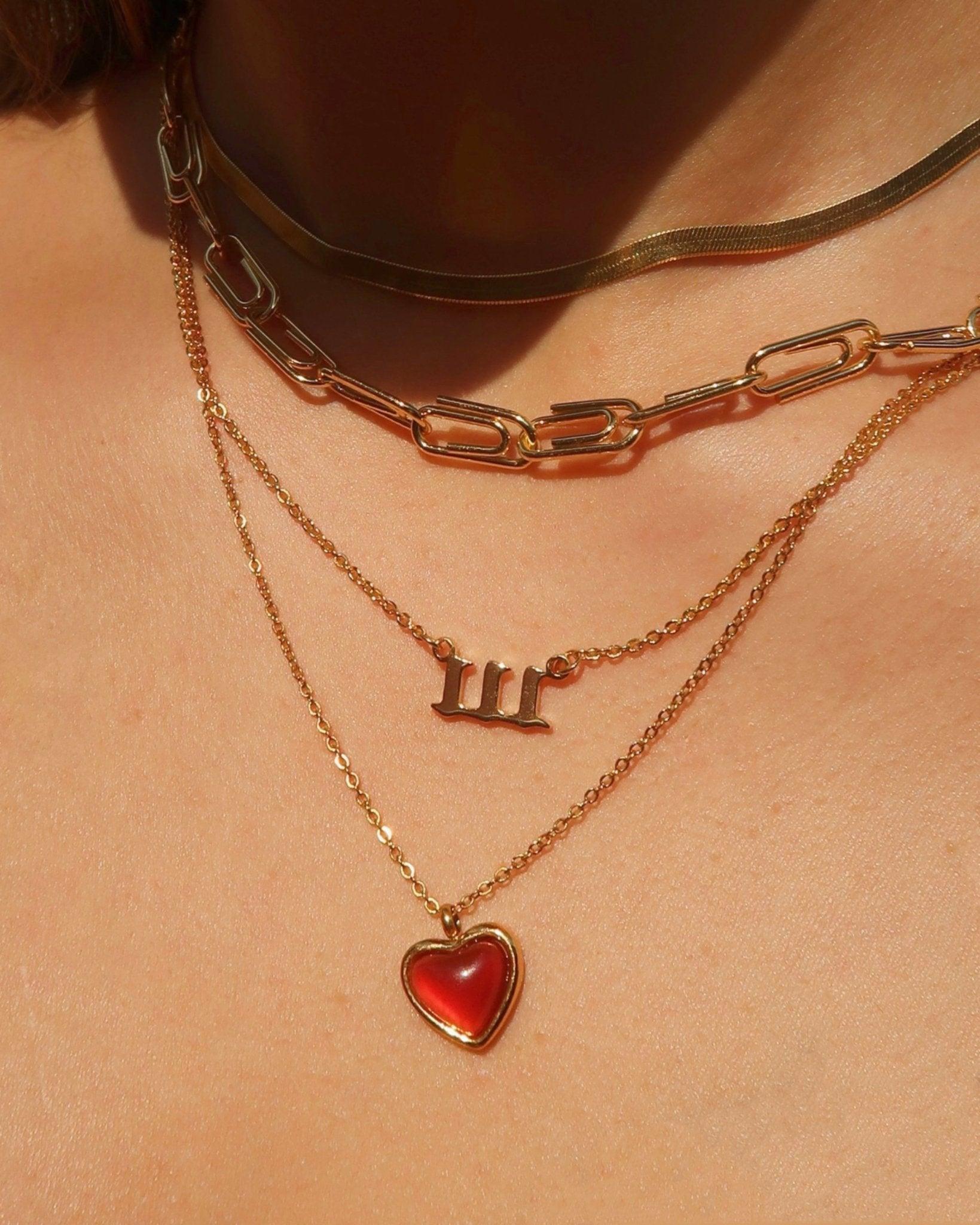 Carnelian Stone Heart Necklace – Bold Love