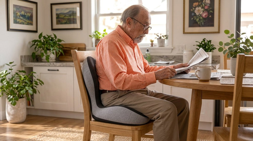 A CELINVA customer sitting on the cushion at home